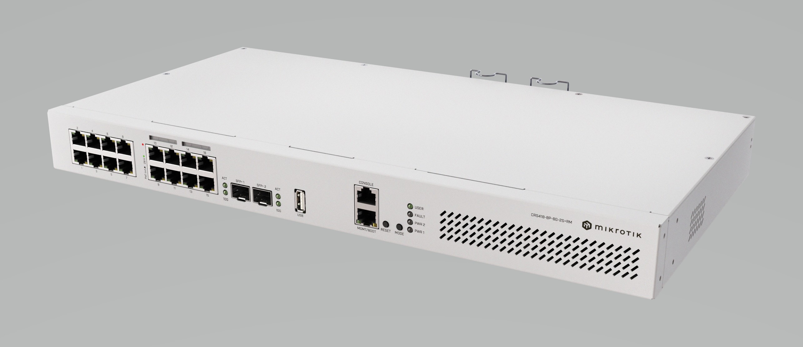 MikroTik CRS418-8P-8G-2S+RM Layer 2 Switch, Rackmountable, (16x Gigabit, 2x 10G SFP+)